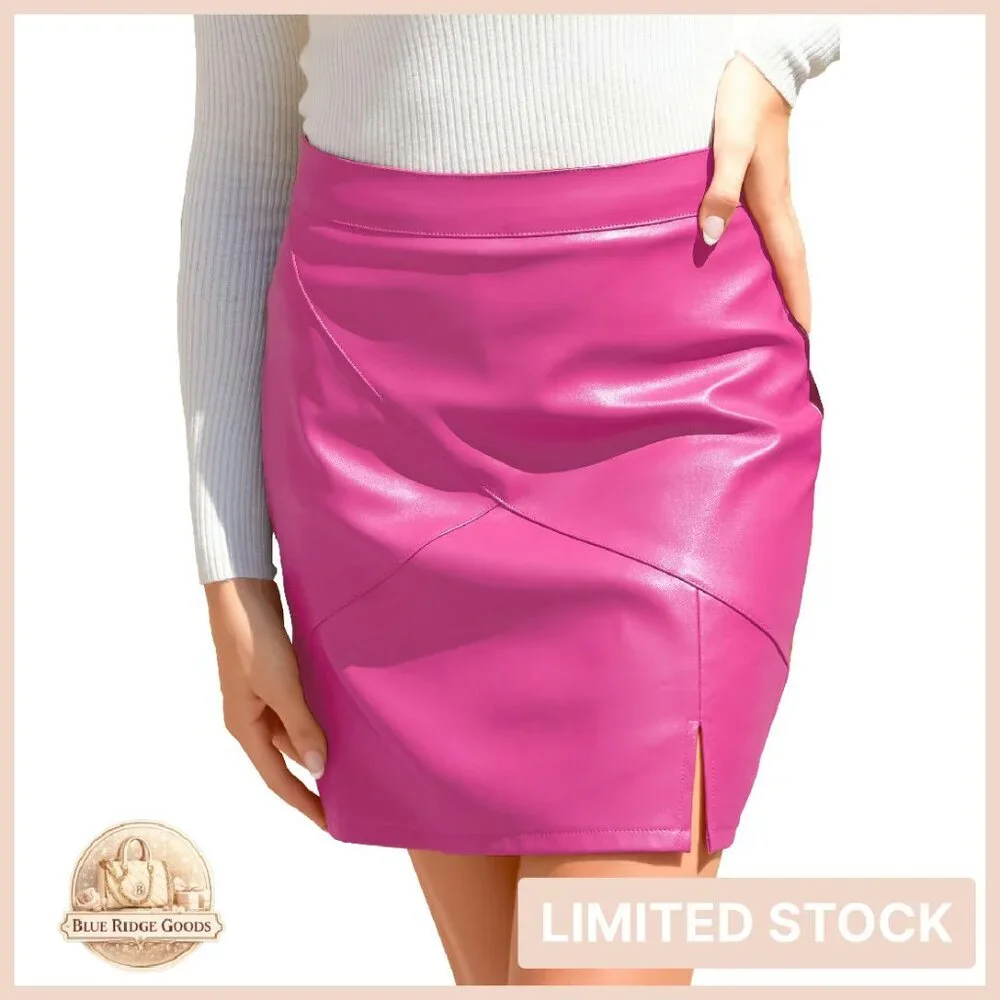 Faux Leather Pencil Skirt High Waisted Bodycon Mini with Liner Shorts